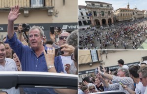 'Chuffed to bits!' Ex-Top Gear presenters Jeremy Clarkson, James May and Richard Hammond are mobbed as they perform “victory lap” in Italy