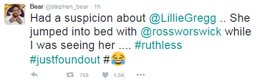 Stephen Bear accused ex Lillie Lexie Gregg in a shock tweet