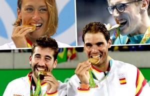 Why do athletes bite on their medals at the Olympic Games?