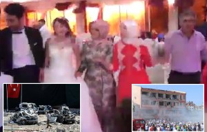 Moment bomb blast tears through wedding ceremony as day of violence leaves 12 dead in Turkey