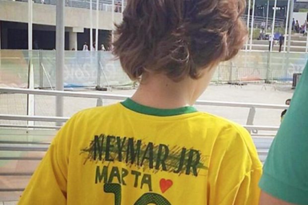 Young Brazilian fan Neymar's name for Marta's