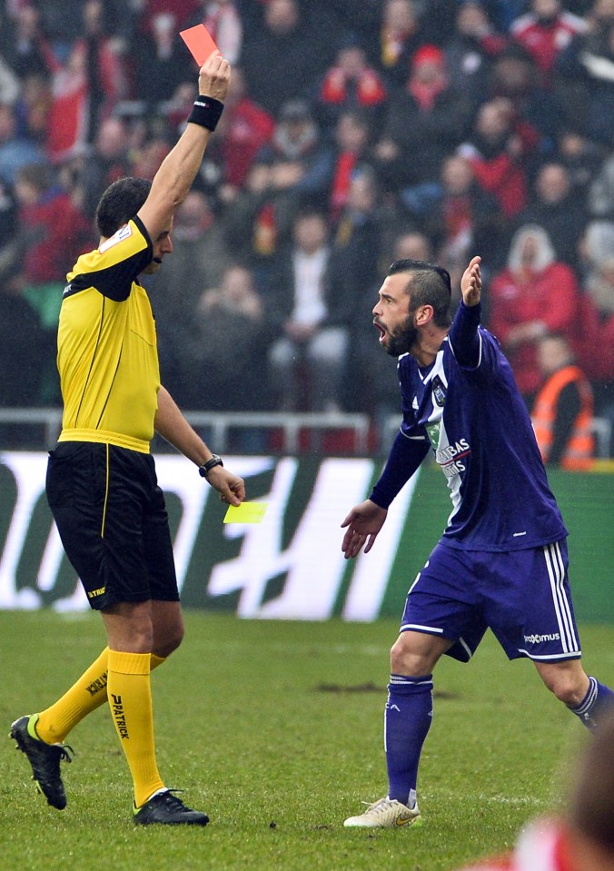 Anderlecht's Steven Defour gets himself sent off against former club Standard Liege