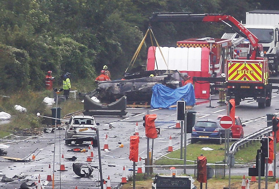 The plane smashed onto the A27 outside Shoreham