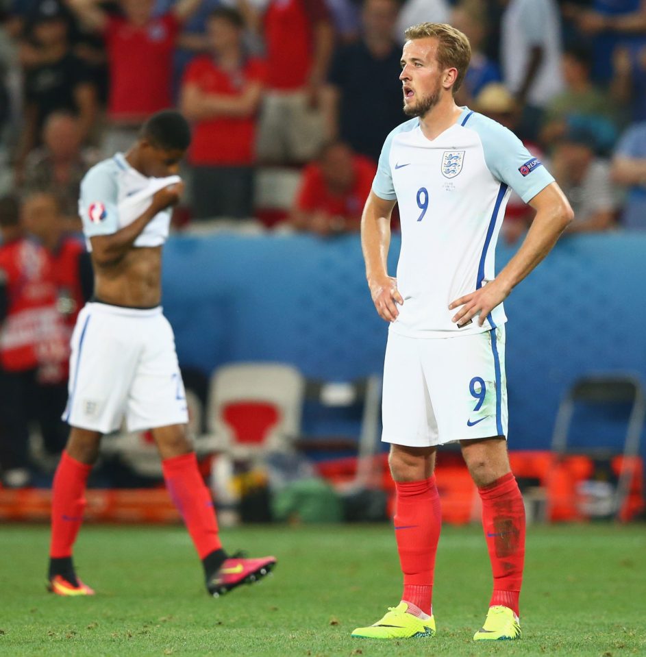 Kane looks gutted after Englands shock defeat to Iceland in Nice