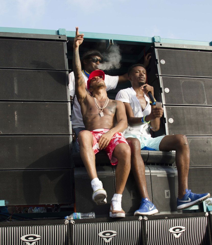 The racing driver basked in the warm Barbados sunshine 