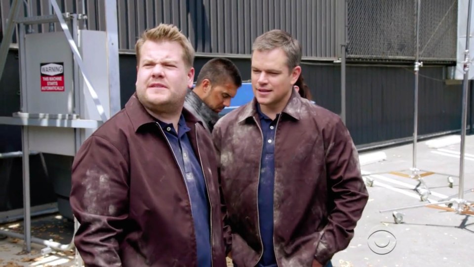 Double trouble . . . James Corden teams up with Matt Damon 