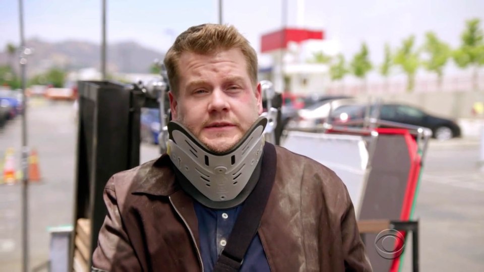Stick to presenting . . . James looks worse for wear after fight scenes