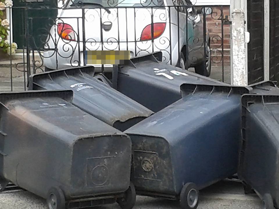 BINMEN LEAVE SCENE OF CARNAGE IN QUIET SUBURB AS THEY ALLEGEDLY CHUCK BINS AROUND AND LAUGH AT RESIDENTS