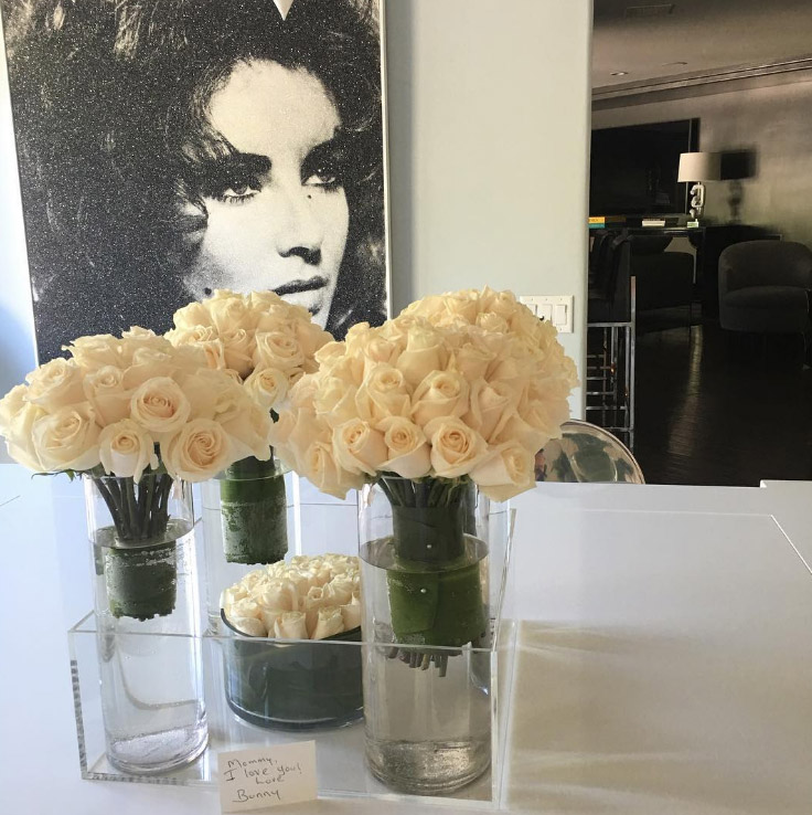 Kris received dozens of white roses from daughter Khloe Kardashian