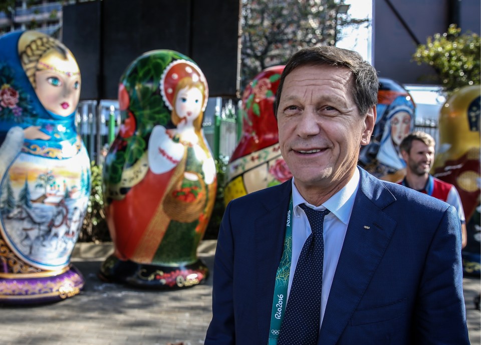 Russian Olympic Committee Alexander Zhukov was snapped with giant dolls in Rio