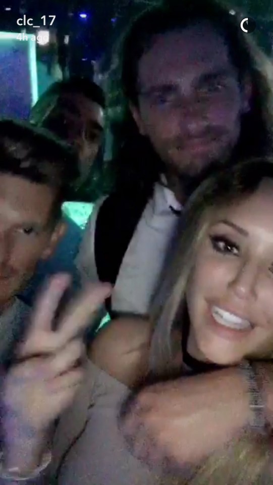 The star seemed content having her new man party alongside her best friends in Manchester