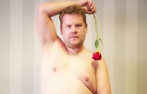 James Corden has posed in a jock strap with a bunch of roses in front of his crotch