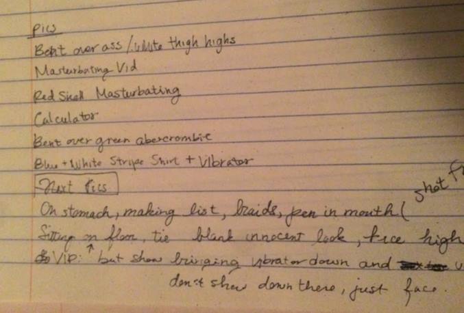 A handwritten note left behind even outlined a series of porno shoot the brazen lodge had apparently planned