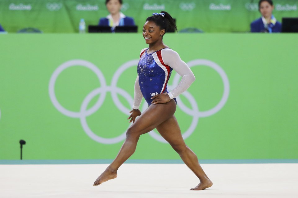 Simone Biles begins her remarkable floor routine in Rio