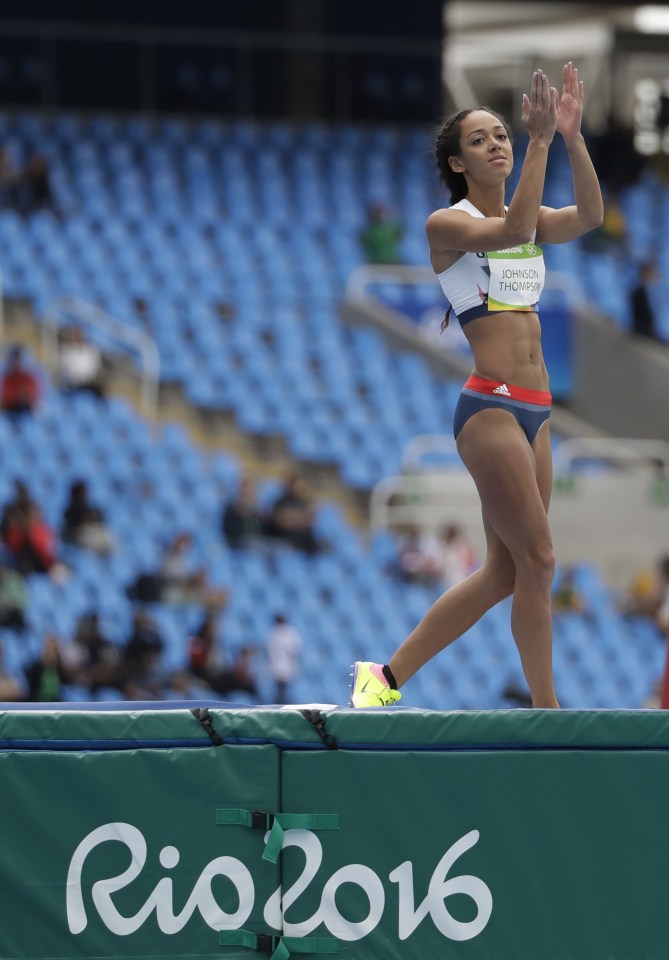 Britain's Katarina Johnson-Thompson gets under way with thousands of empty seats