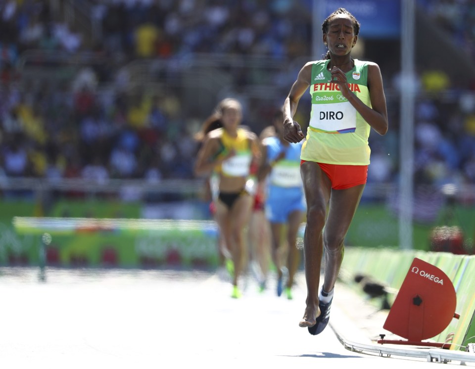 Diro crosses the line but will not compete in the semi-finals 