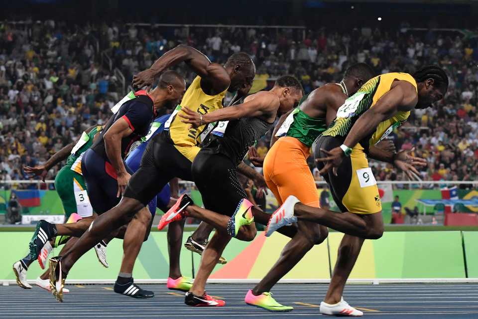 (R-L)Jamaica's Yohan Blake, Ivory Coast'