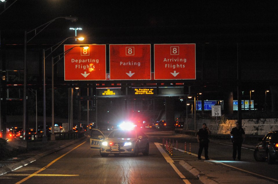 Vehicle access to the airport was also blocked off during the police lockdown