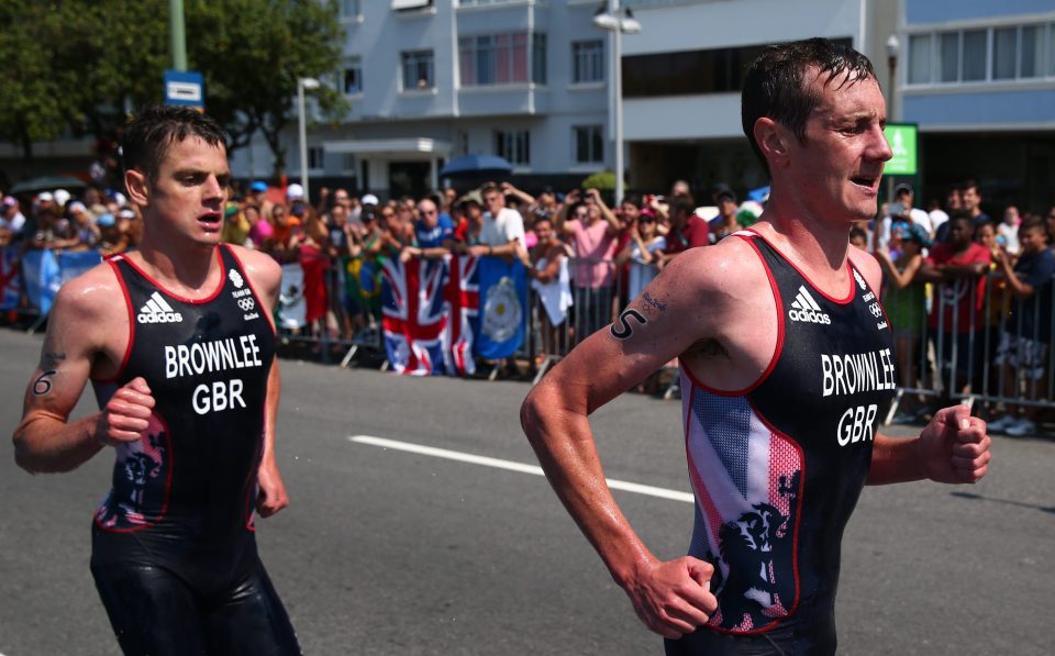 Alistair Brownlee R) and brother Jonathan finished first and second respectively in the triathlon