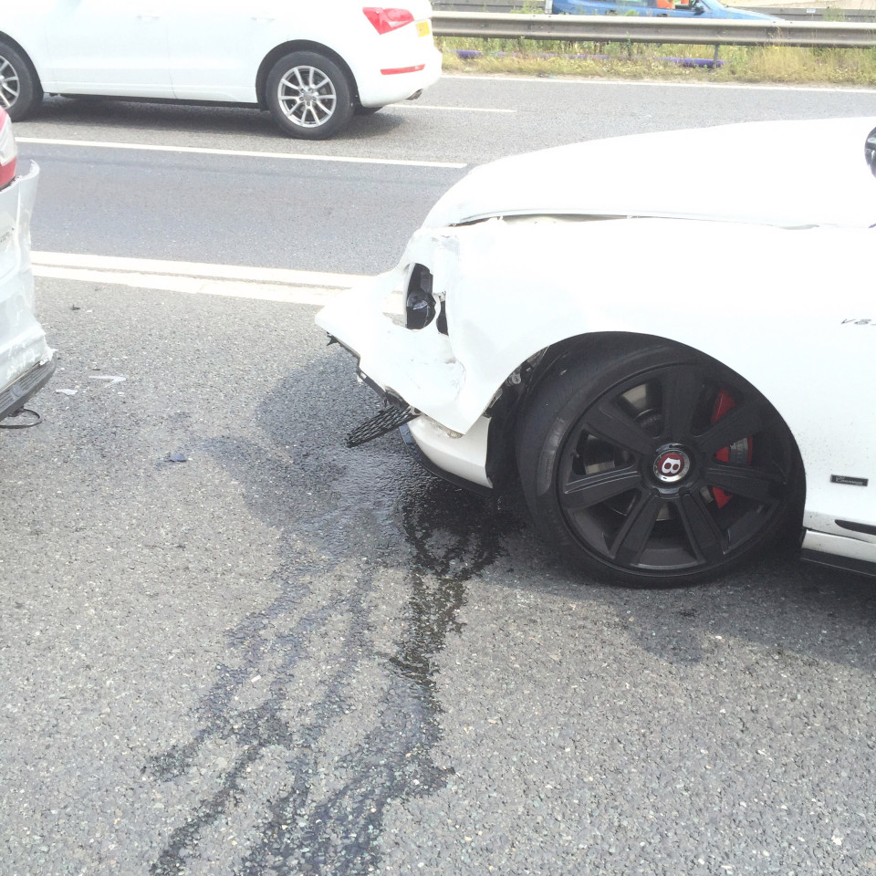 The car was seriously smashed in at the front