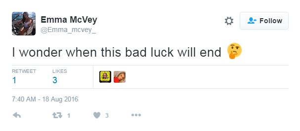 The beauty asked when her bad luck would end after two other car accidents in recent weeks