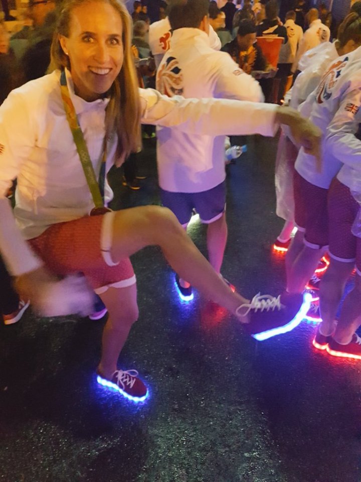 Rowing gold medal heroine Helen Glover shows off Team GB's incredible glowing trainers