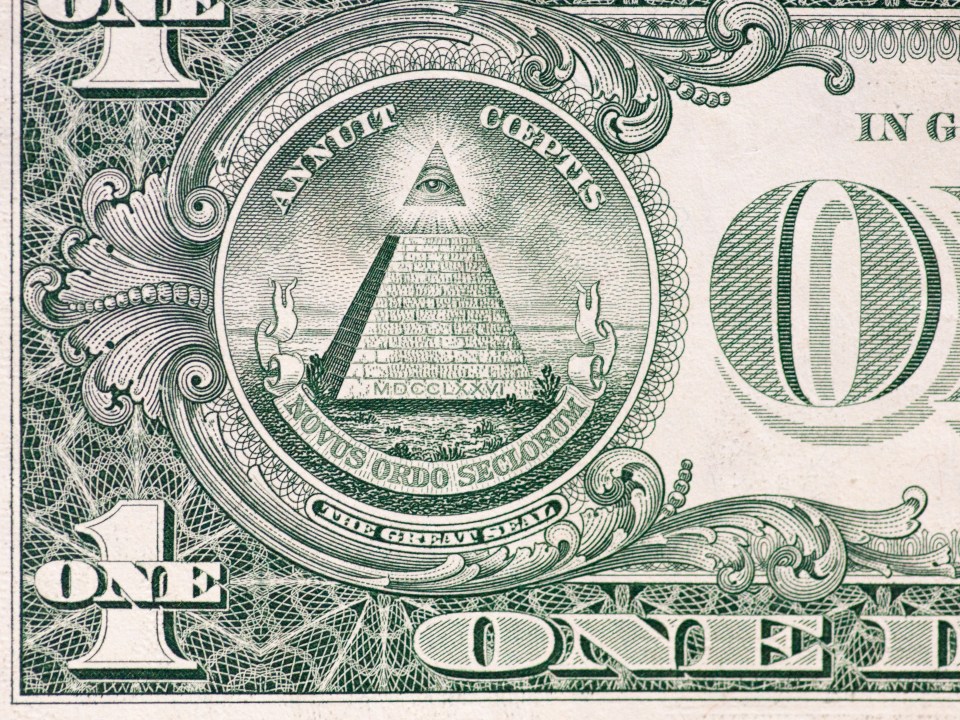 The Freemason eye symbol appears on the US dollar bill