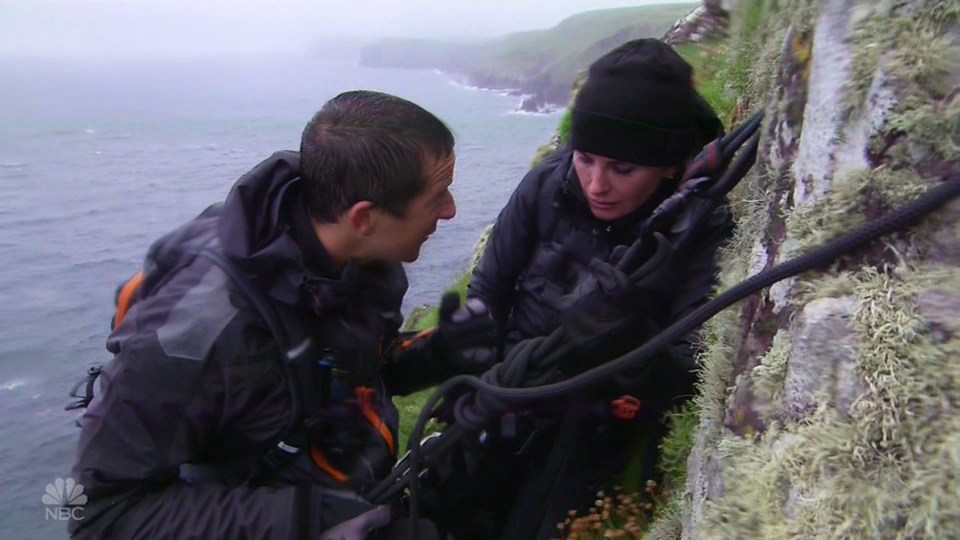 Courteney Cox freaks out over eating rotting sheep and descending a cliff on Running Wild with Bear Grylls