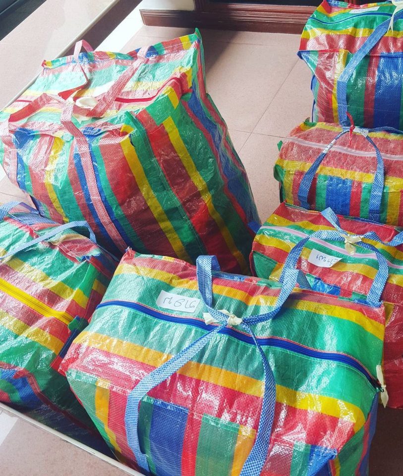 Balenciaga bag has stripes similar to cheap vinyl washing bags