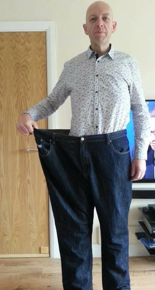 Chris shows off his staggering weight loss. Pictured at 12 stone