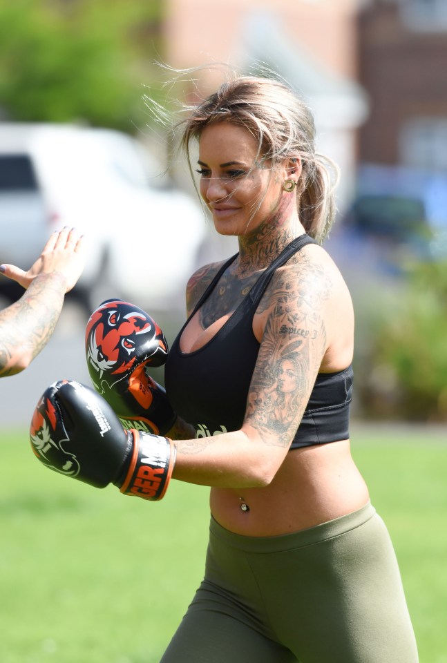 She was then all smiles as she punched out her anger