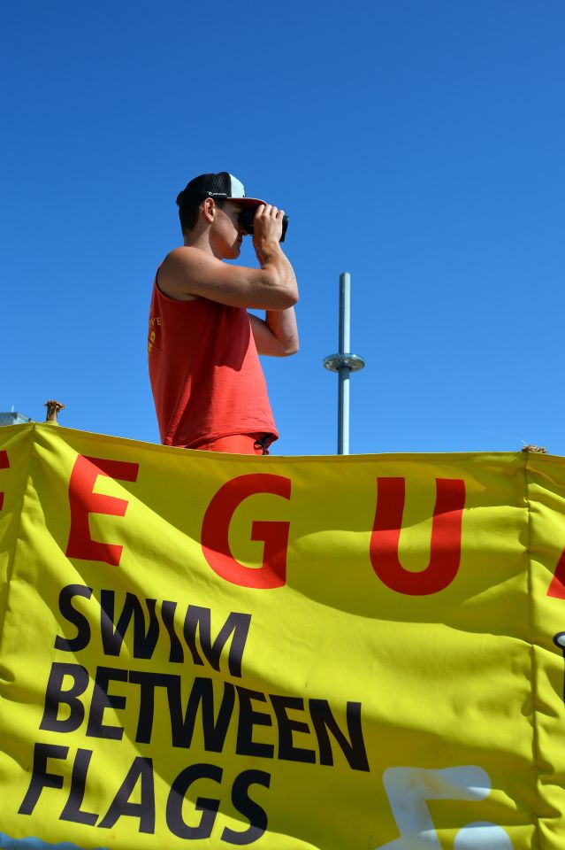 Brighton Lifeguards Bill Davies (L) and