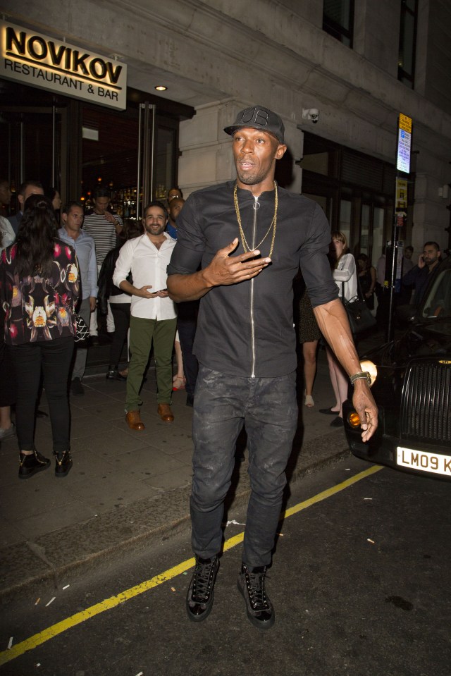 Usain Bolt has dinner at Novikov celebrating his Agent's Birthday in London