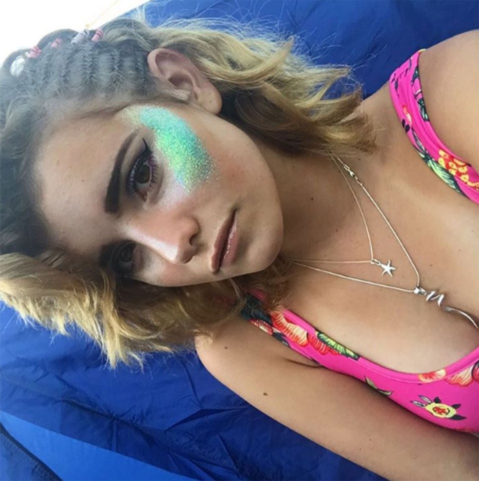 The star was enjoying Reading festival over the weekend 