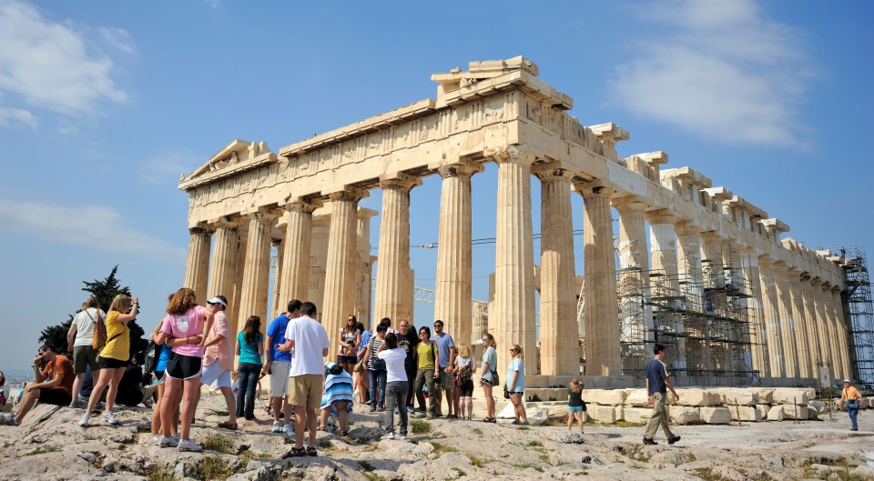 Athens Greece international tourists in Acropolis