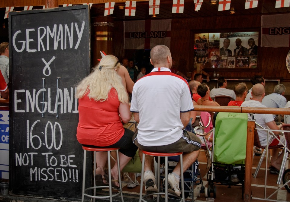 England fans at a bar in Benidorm watch in horror as their team is defeated 4-1 by Germany in the 2010 World Cup. Image shot 2010. Exact date unknown.