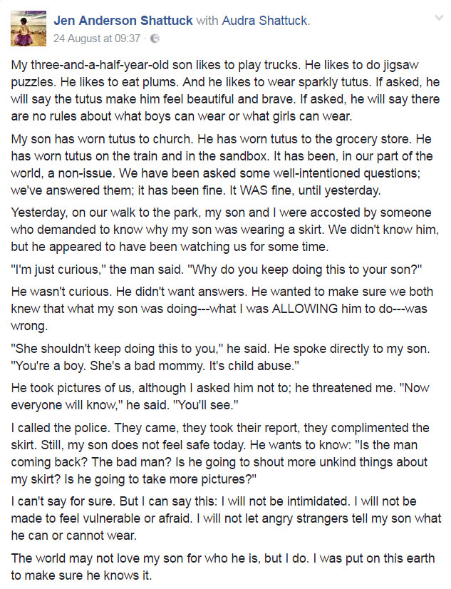 Jen's post on Facebook has gone viral