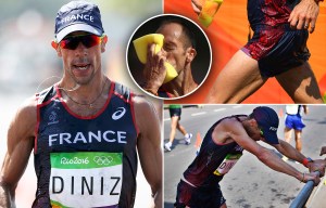 Brave French Olympian finishes EIGHTH despite blood pouring down his leg 15km into  50km walk