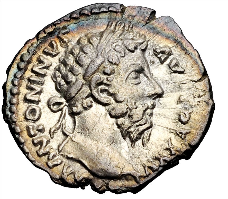 A Roman coin which shows the face of Marcus Aurelius (stock image) 