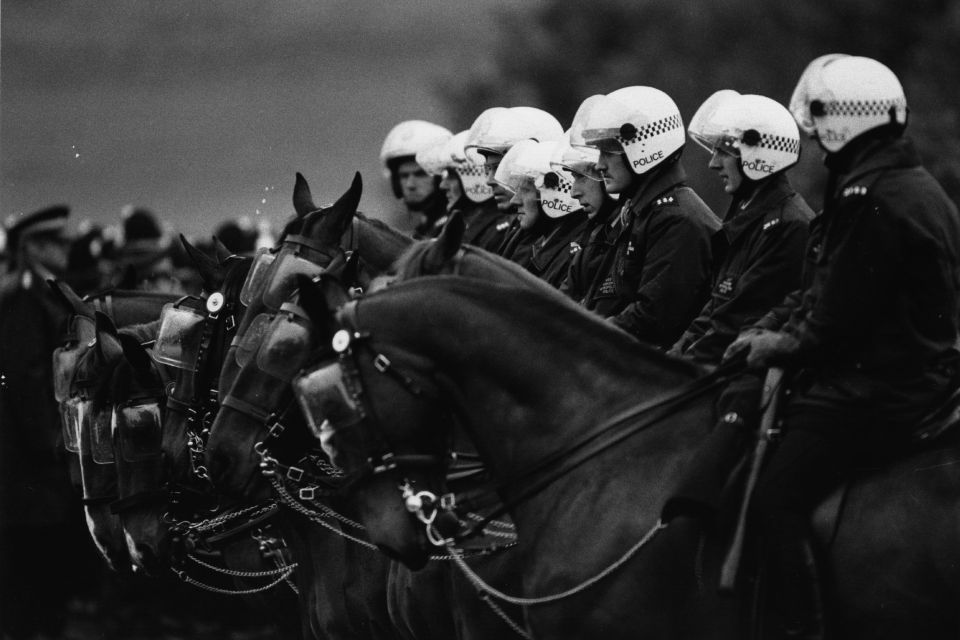 Risky business ... miners and police clashed in the Battle of Orgreave at a time when rioting was punishable by life imprisonment