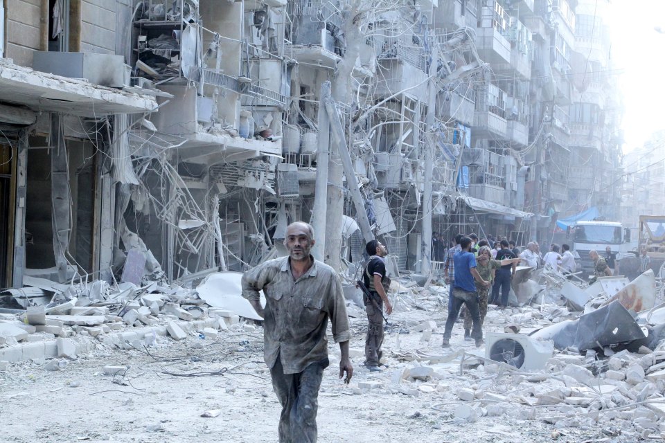 Aleppo bomb damage