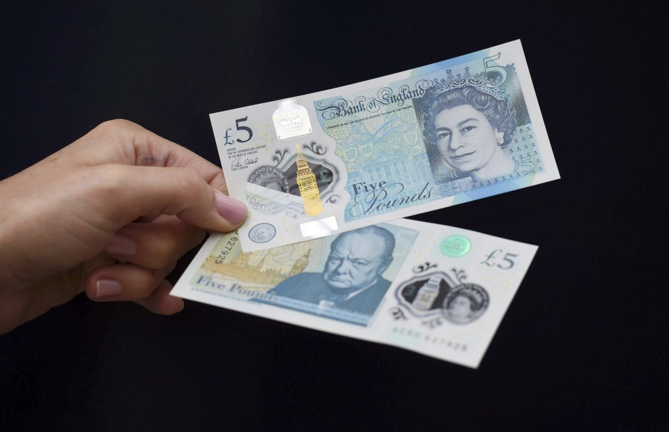 The new polymer 5 pound Sterling note featuring Sir Winston Churchill, is unveiled at Blenheim Palace in Oxfordshire
