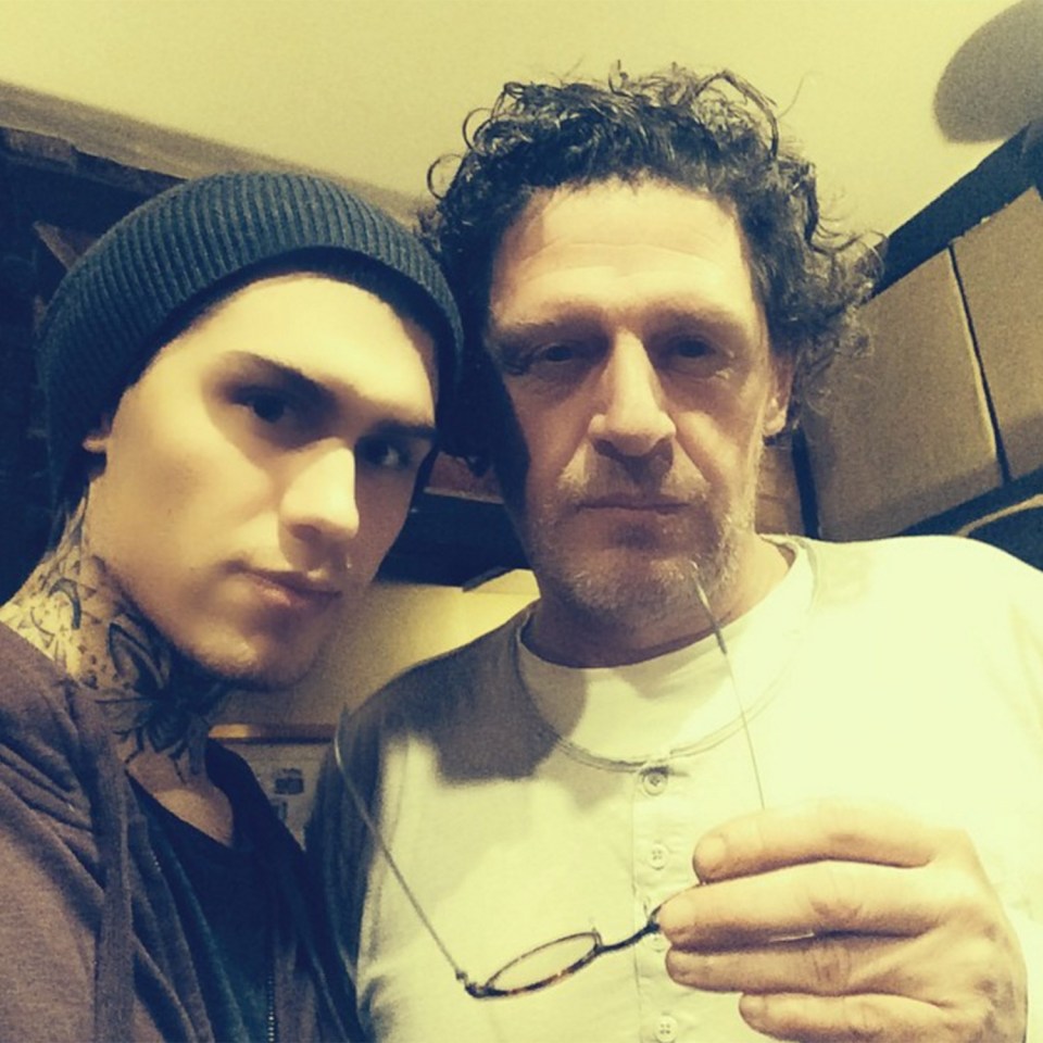 The tattooed 21-year-old, seen here with his celebrity chef dad, was arrested outside the Royal Marlsden hospital and taken to a nearby police station