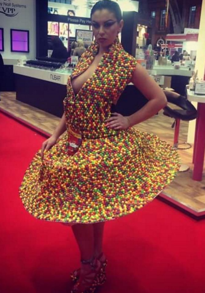 Sarah made a dress out of 3,000 skittles 