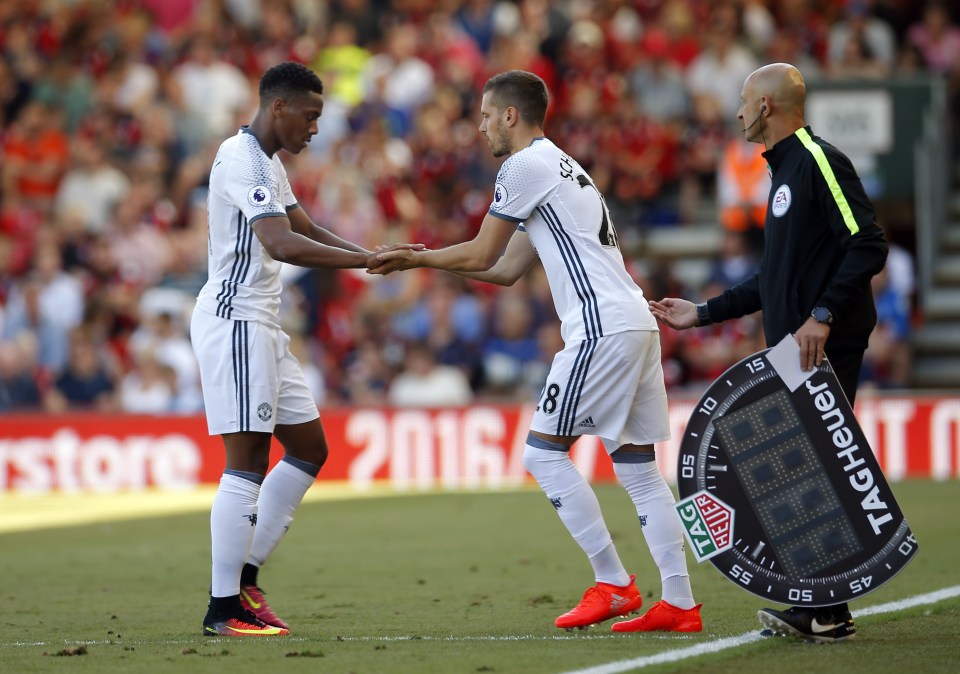 Morgan Schneiderlin has been used off the bench for United