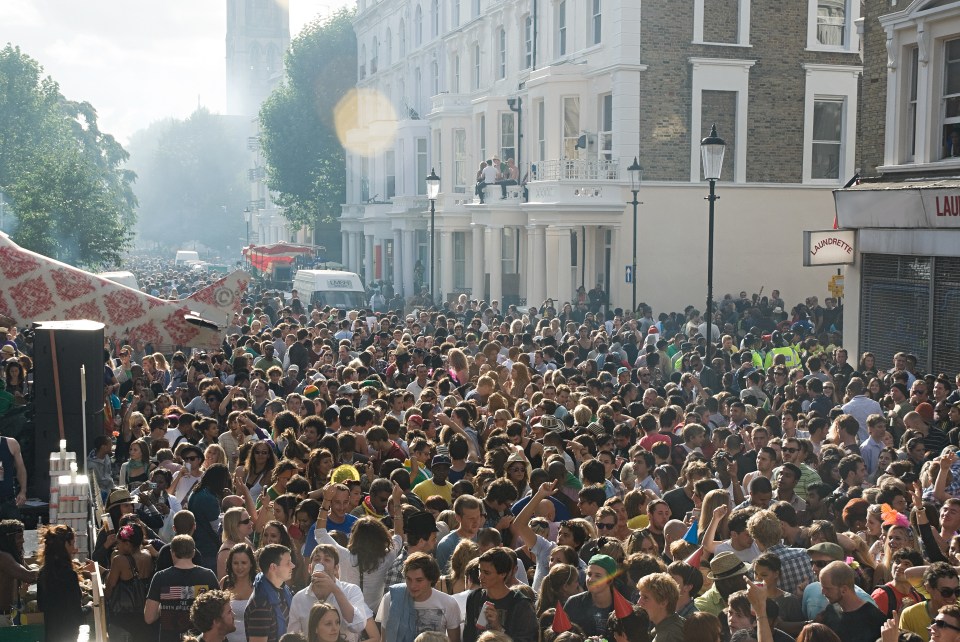 Crowds at Notting Hill Carnival, London