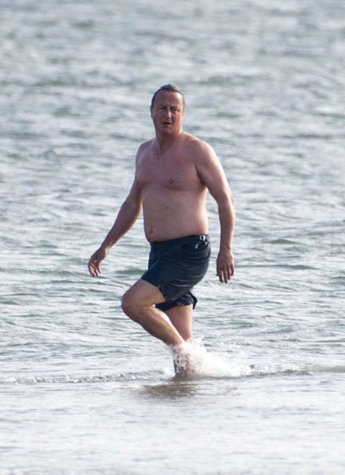 Just a couple of weeks ago he looked porky on holiday in Cornwall