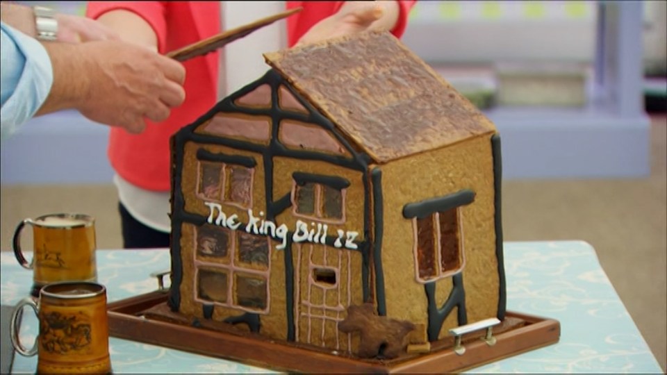 Candice's gingerbread pub was also hacked by Paul - but she was awarded star baker