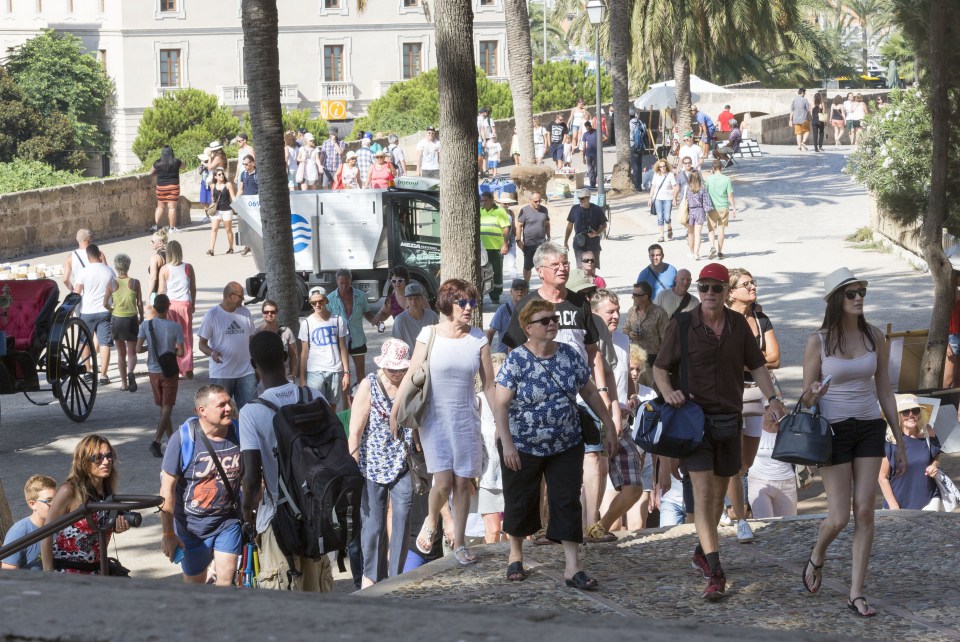crowds in the old town in Palma 