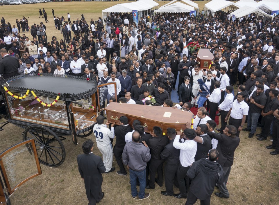 Scenes of grief unfolded at the funeral for the five young men